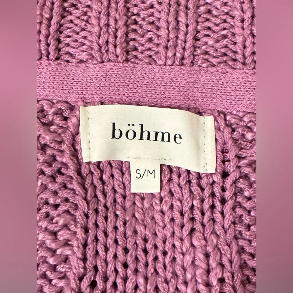 Bohme Womens Pink Chunky Cableknit Cardigan Sweater - Picture 6 of 7